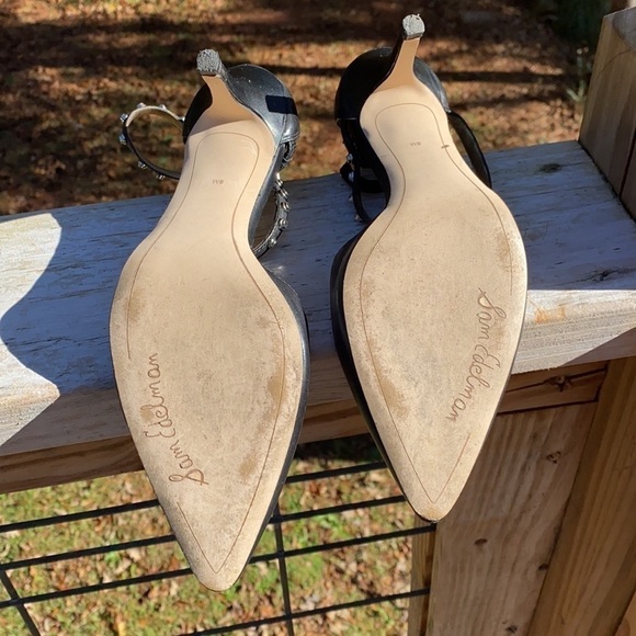 Sam Edelman Orla Black Leather Studded Pumps 3” Heels Size 8M - Picture 9 of 10